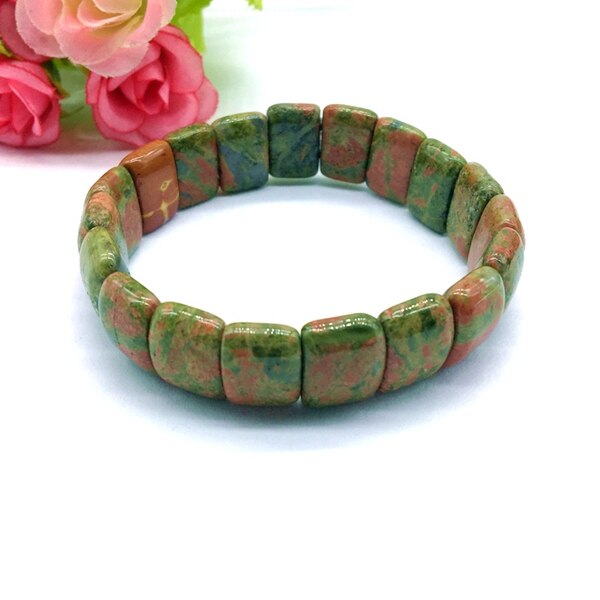 Natural Stone Bead Bangles Elastic Bracelets Stretchy Semi Precious Stones Jaspers Unakite For Women Girl Gift Drop Shipping