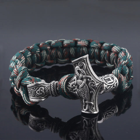 SG Vantage Norse Viking Bracelets Thor Mjolnir Hammer Paracord Amulet Rune Knot Scandinavian Rope Bangles Men Jewelry Gifts